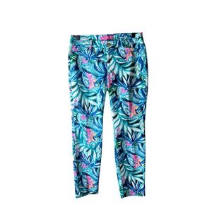 Lilly Pulitzer Kelly Ankle Pant Maldives Tropical Leaf Print Slim Fit Size 4